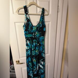 Bisou Bisou Vintage Floral Beaded buckle Maxi Dress 14